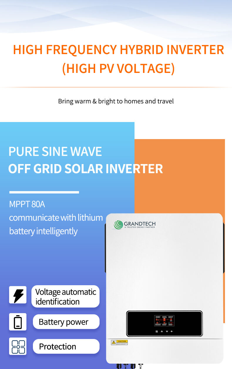 Grandtech 4500W 24V Hybrid Inverter MPPT 230V Pure Sine Wave Solar Inverter 220V Hybrid Solar Inverter For Solar System factory