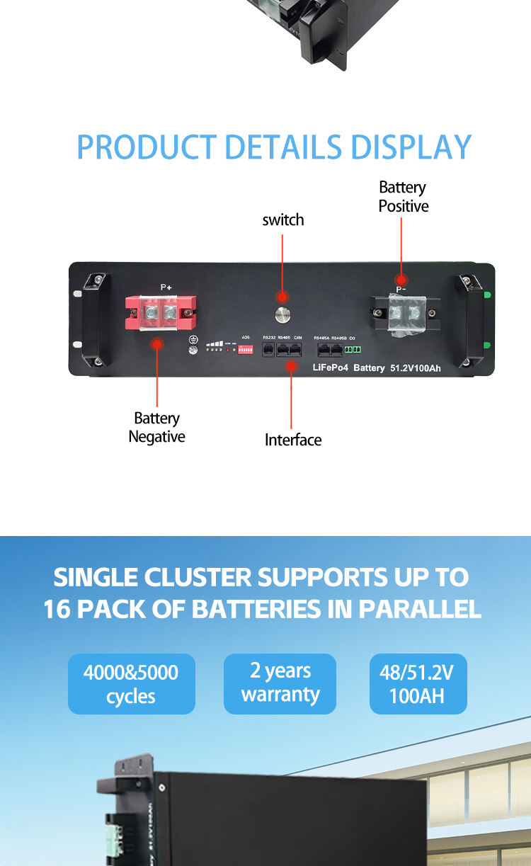 Grandtech Energy Storage Battery Lithium Battery 51.2V Solar Energy 100Ah Lifepo4 Pack for Home Solar System manufacture