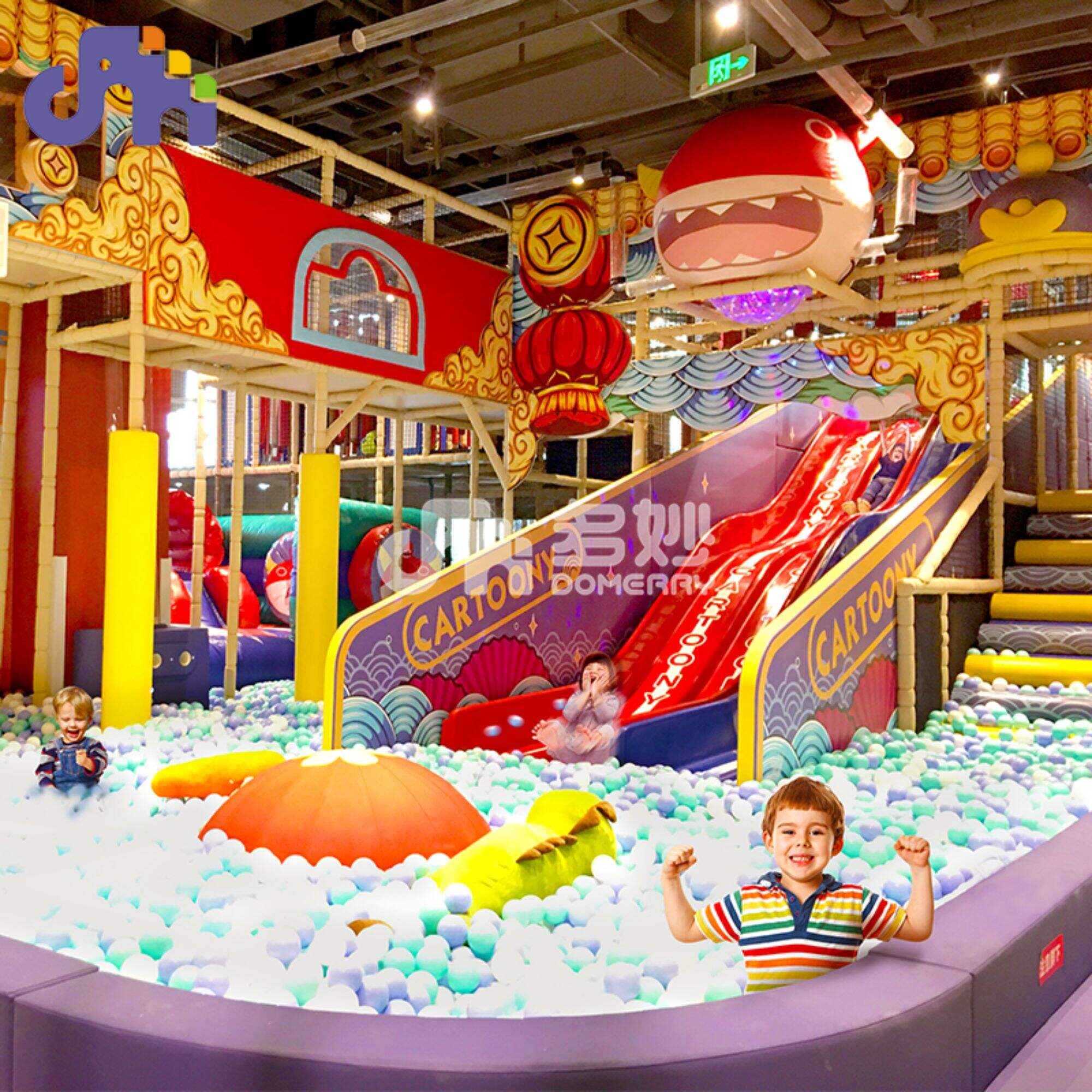 Domerry aangepaste thema kinderen indoor glijbaan speeltuin speelset apparatuur ballenbad speelhuis