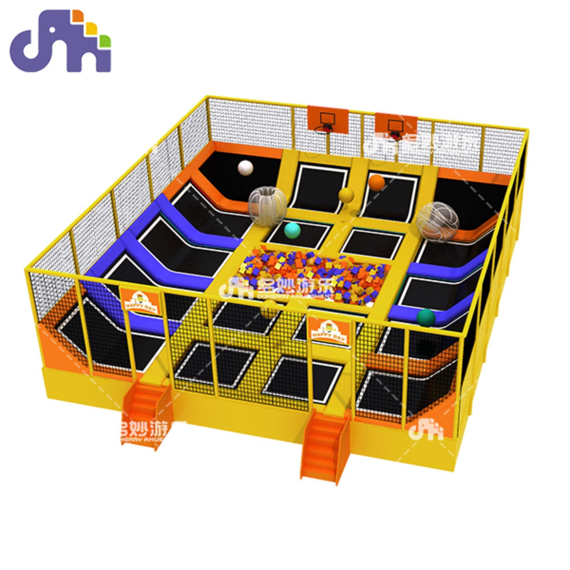 Parque de atracciones para niños Parque de trampolines Trampolín de salto para diversión sin fin y juego activo