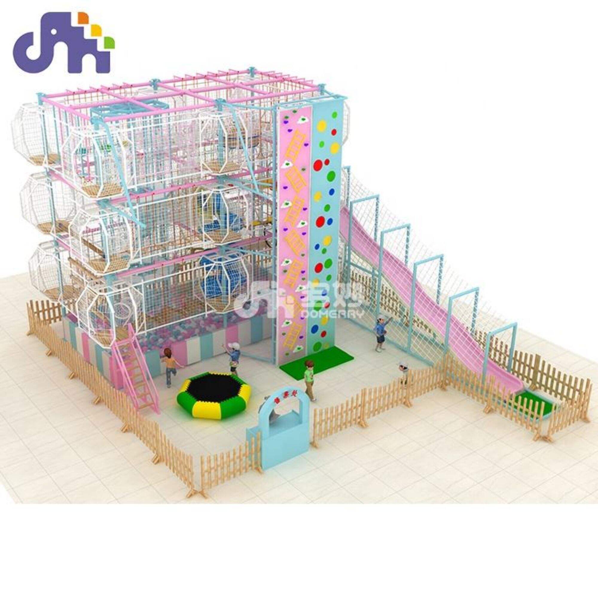 High rope course indoor outdoor play center adventure climbing net playground for kids and adult