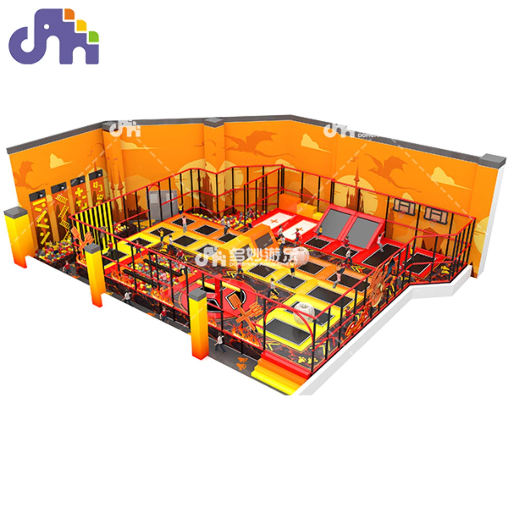 Barn inomhuslekplats Trampolinhoppsäng för trampolinpark Viktig utrustning för nöje och aktiv lek