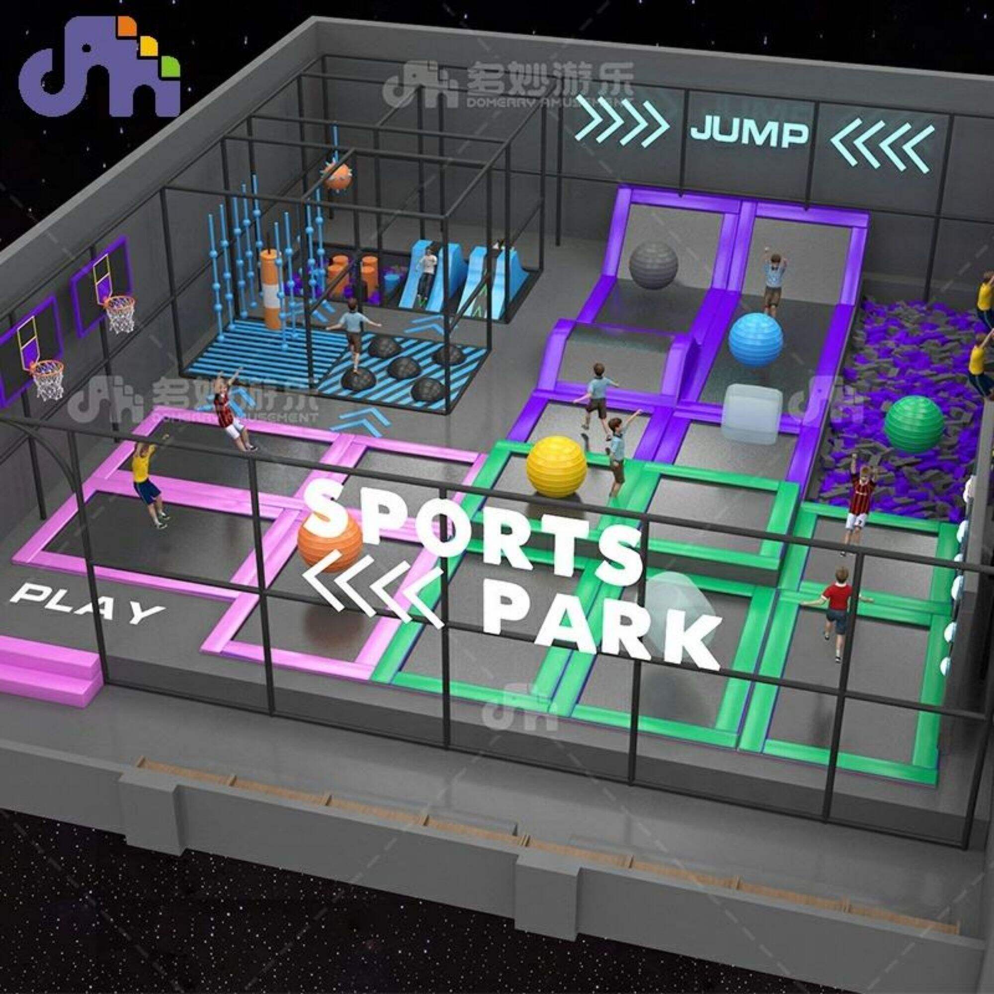 Большой крытый батут Domerry, игровое оборудование, спортивный парк развлечений для детей и взрослых