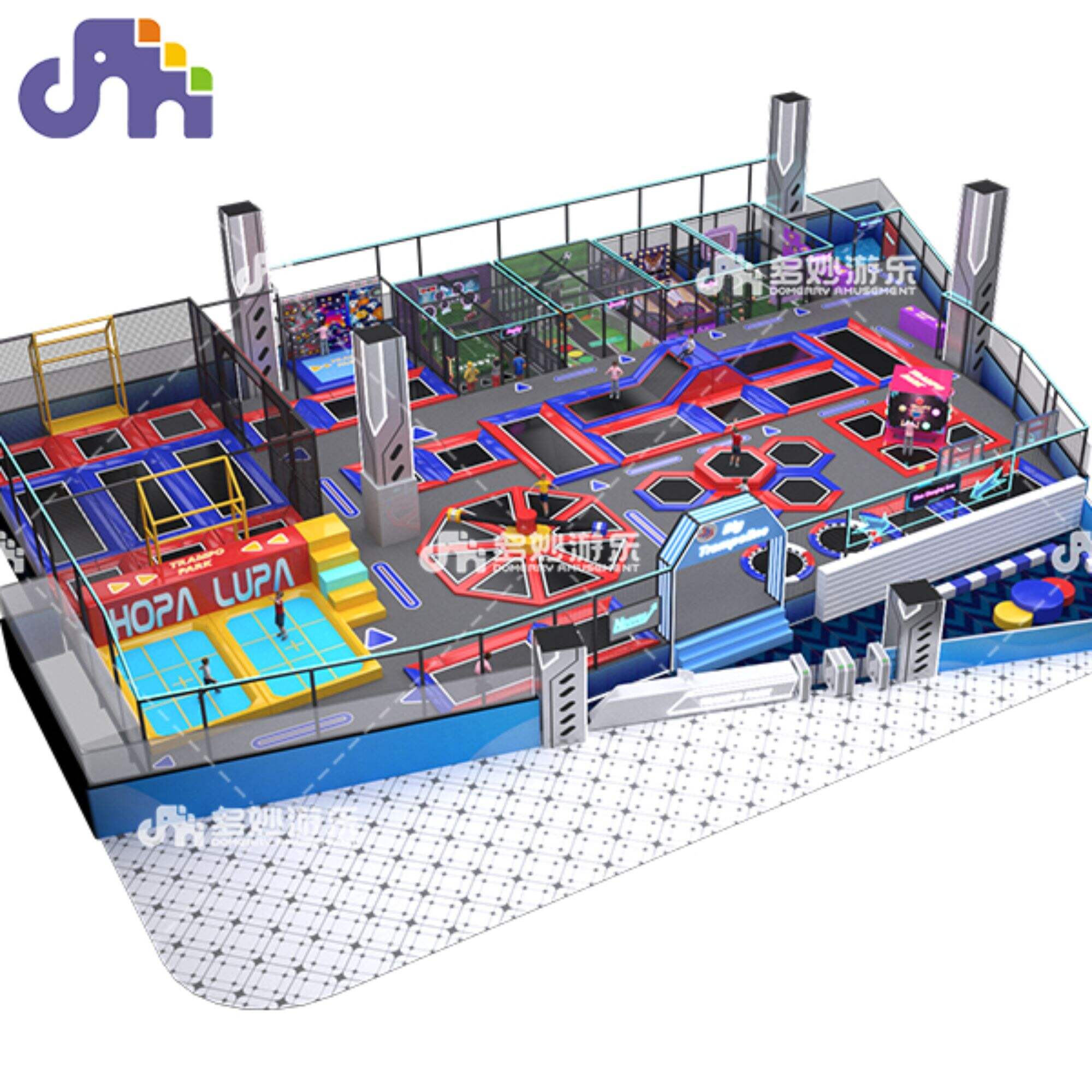 Customized Design Indoor Trampoline for Kids Jumping Bed and Game Park