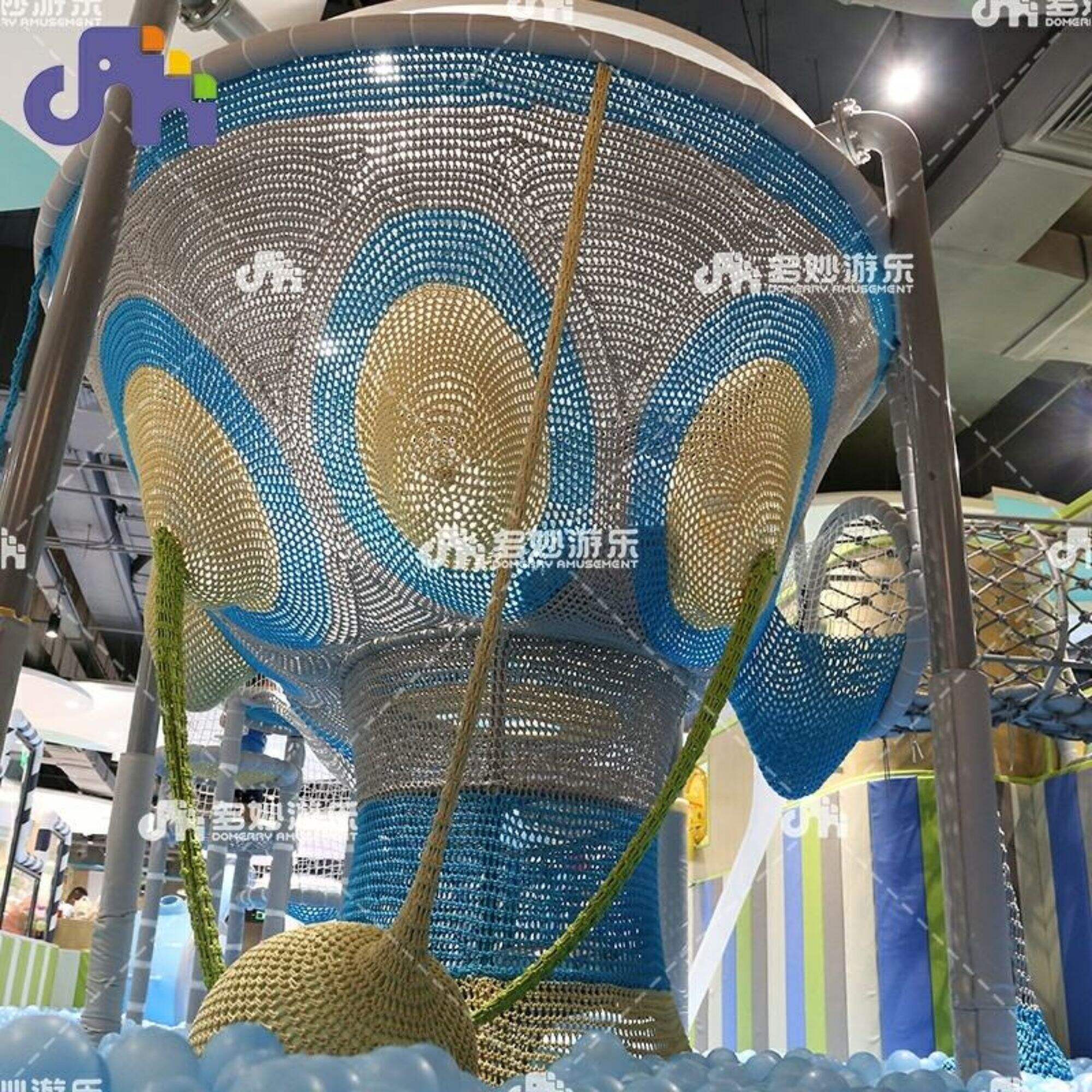 Jaring Memanjat Labah-labah Komersial Tersuai untuk Peralatan Taman Hiburan Dalaman Taman Permainan Kanak-kanak Kecil