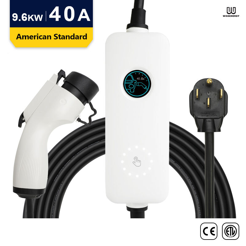 WISSENERGY Level 2 EV Charger 40 Amp 220V-240V Portable Electric Car Charger with 25FT cable, SAE J1772 Connector, NEMA 14-50 Plug