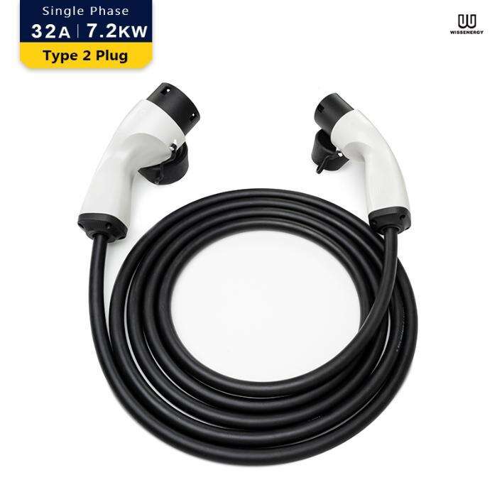 Kabel EV MS003/Kabel Pengisi Daya/Kabel Ekstensi Fase Tunggal 32A/7.2KW/Tipe 2 Ke Tipe 2