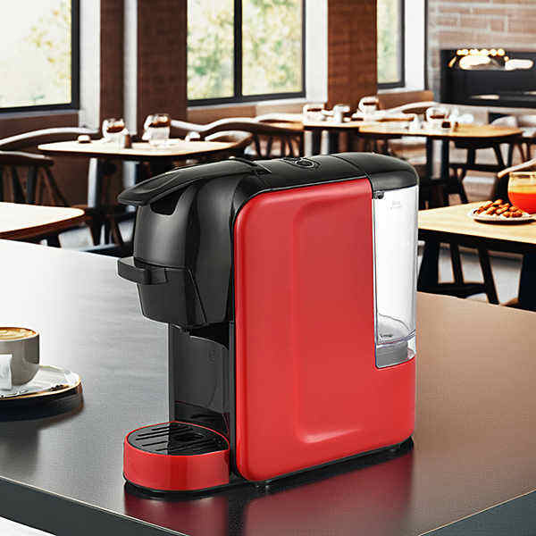 Brew a fresh cup of coffee with the touch of a button on your red coffee machine