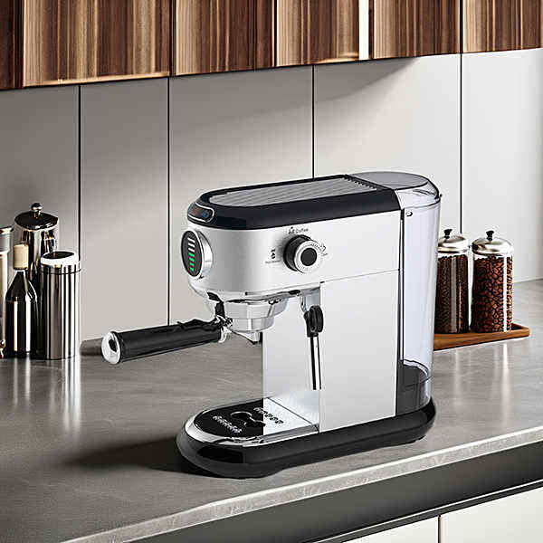 Create quality cappuccinos and lattes at home with our easy-to-use espresso coffee machine with milk frother