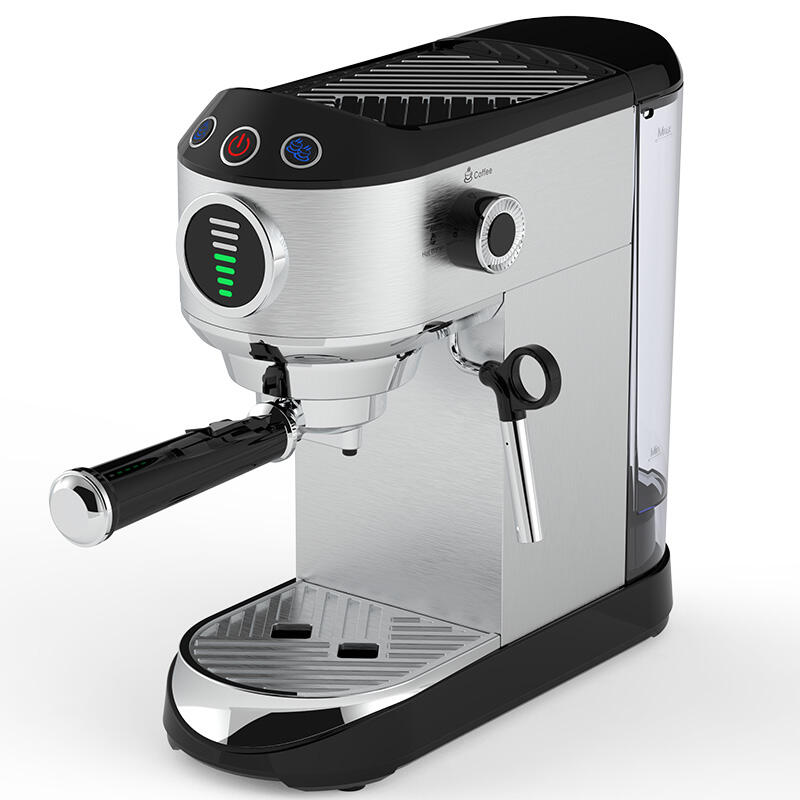 Top automatic coffee pot and espresso pod machine with steam wand