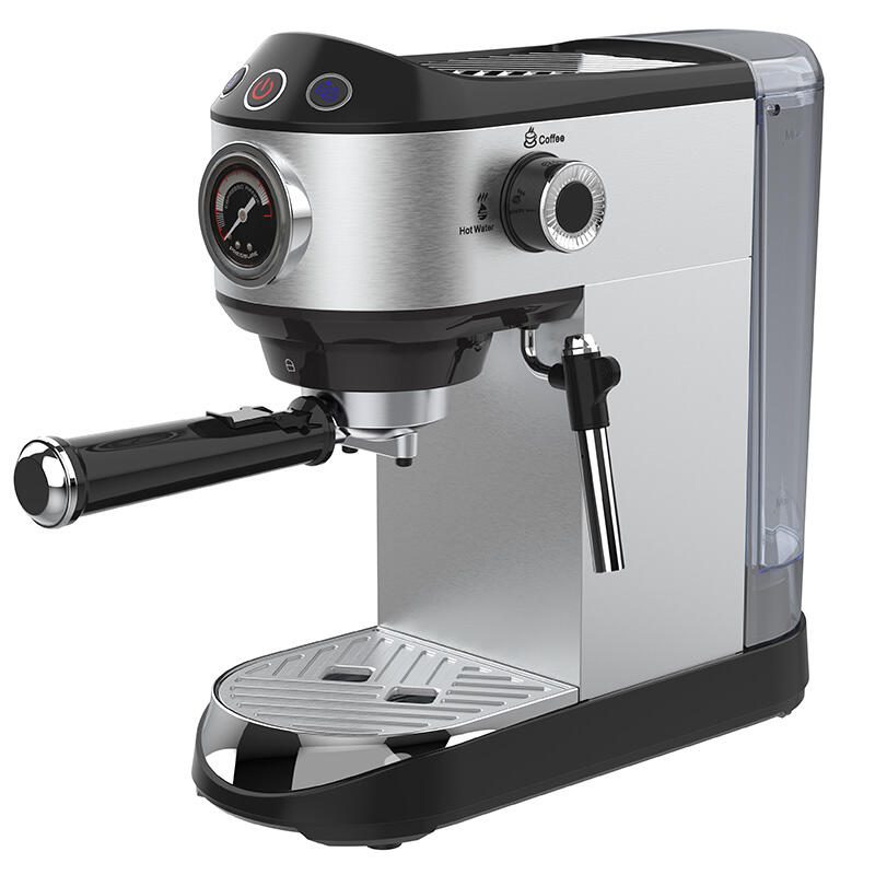 Top automatic coffee pot and espresso pod machine with steam wand