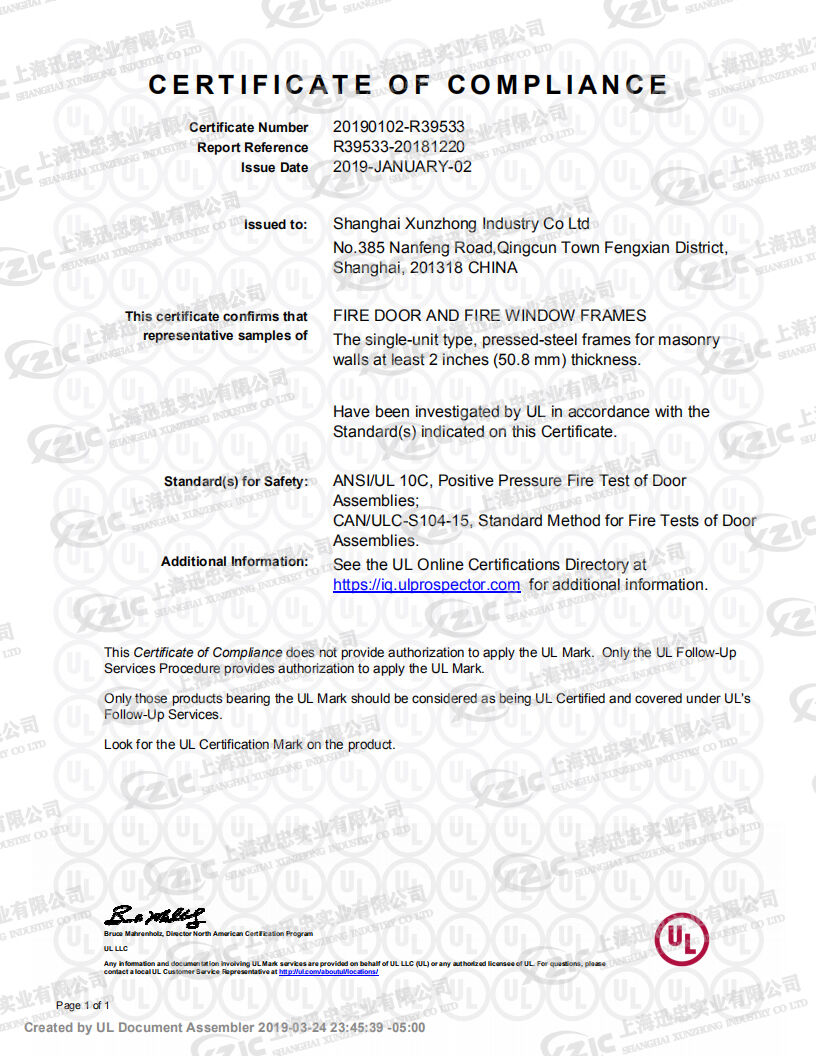 Fire Code Ul UL listed Steel fire proof commercial door emergency exit door with 3 ...