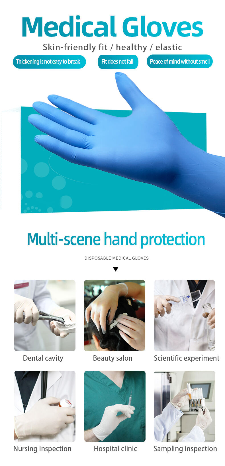 Factory Direct High Quality Disposable Medical Industrial Food Grade Touch Screen Blue White Safety Nitrile Gloves Powder Free supplier