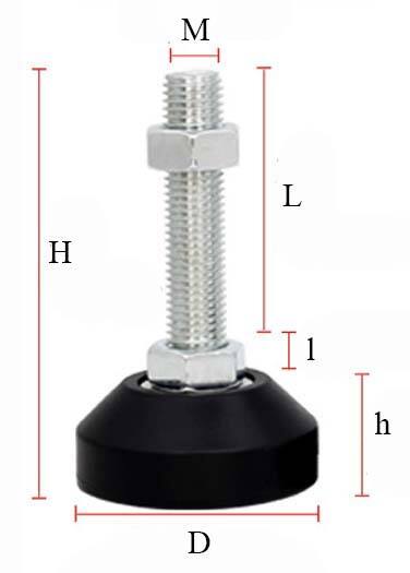 Molded isolation antivibration rubber foot mounts for industrial machinery with screw bolt details