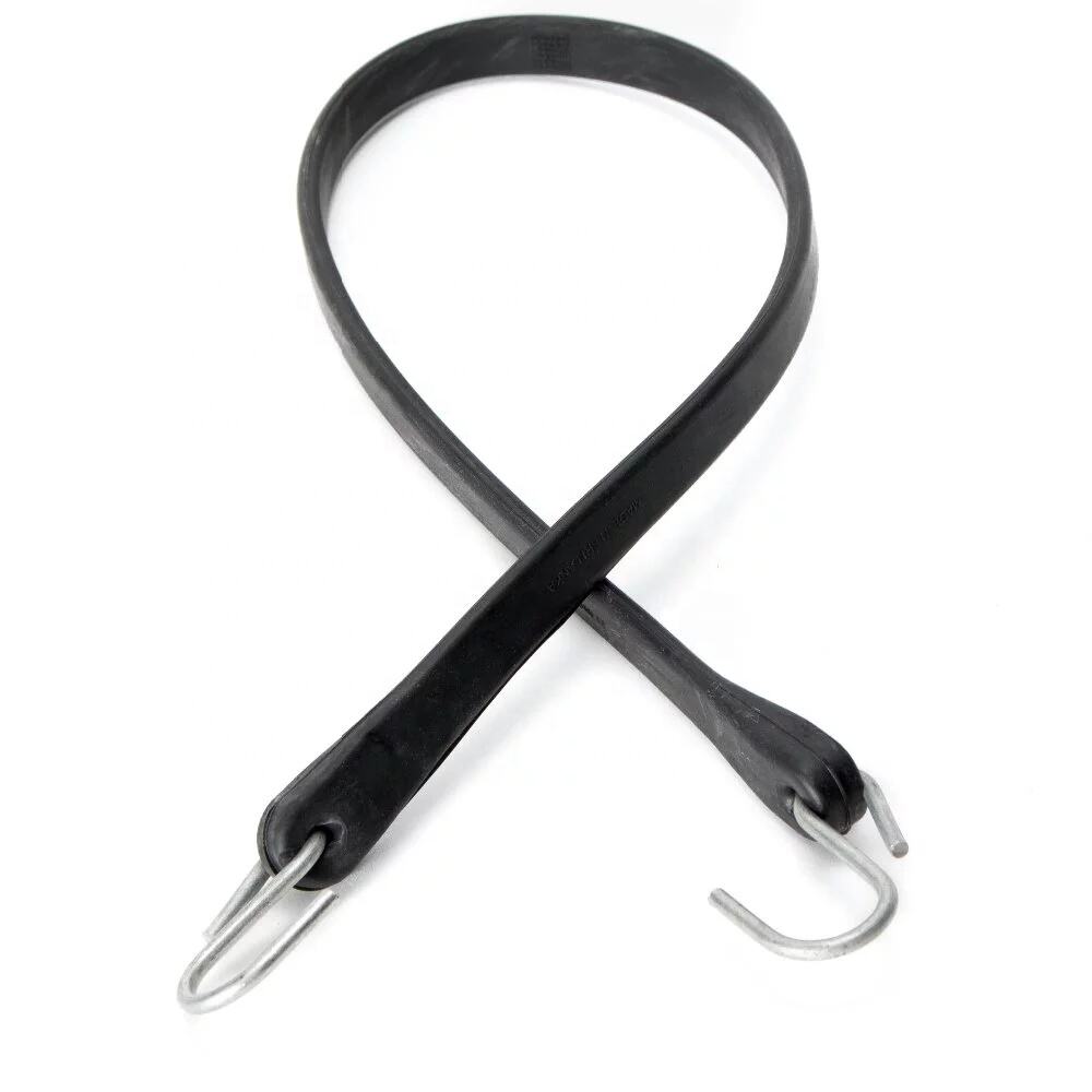 Custom elastic industrial natural rubber tarp strap with S hooks EPDM rubber tie down strap