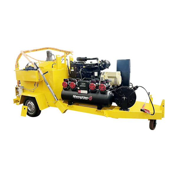 균열 수리 기계로 도로 수리하기