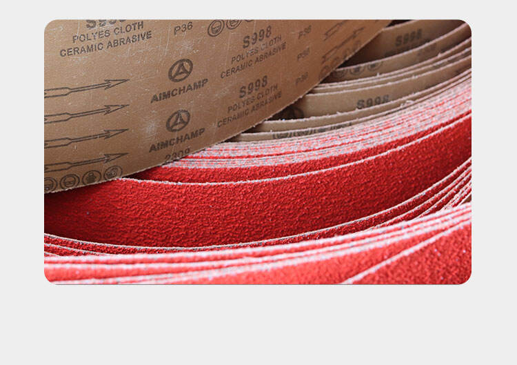 Factory direct Aimchamp red Ceramic abrasive Belt Sanding Belt for metal working wet and dry polishing strong sharp and durable supplier