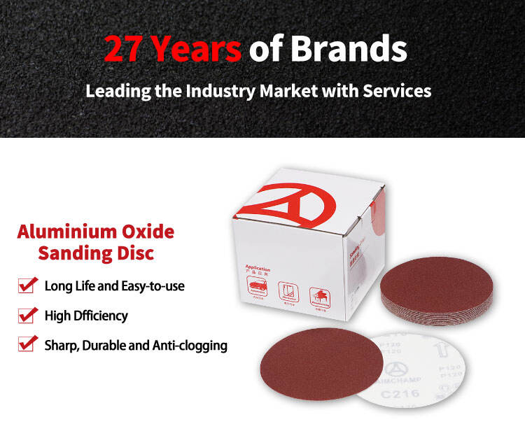 Aimchamp No Holes Abrasive Disc Manufacturers 5inch Red A/O Round Sandpaper Sanding Discs manufacture