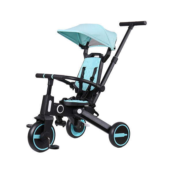 Versatile baby tricycle that works as a stroller or tricycle for fun rides