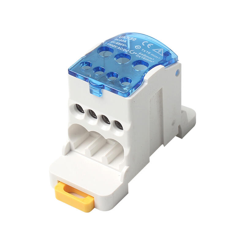 One-in at multiple-out rail type junction box UKK-80A terminal block ground busbar