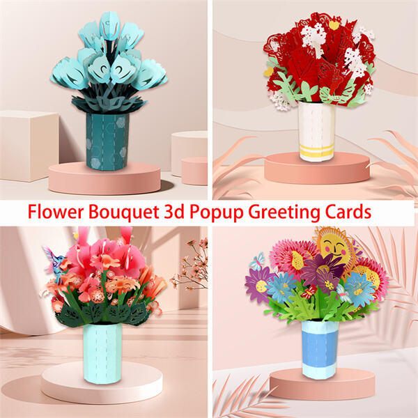 Élevez votre jeu de cadeaux avec une carte de vœux bouquet 3D