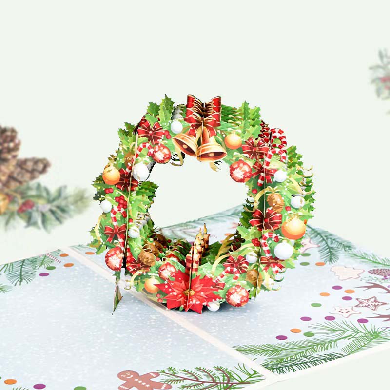 Carte pop-up 3D couronne de Noël