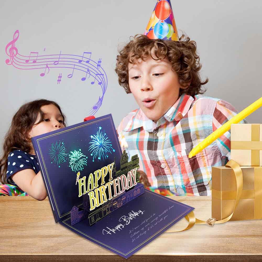 Happy Birthday Firework Music Pop-up Card, China Happy Birthday 