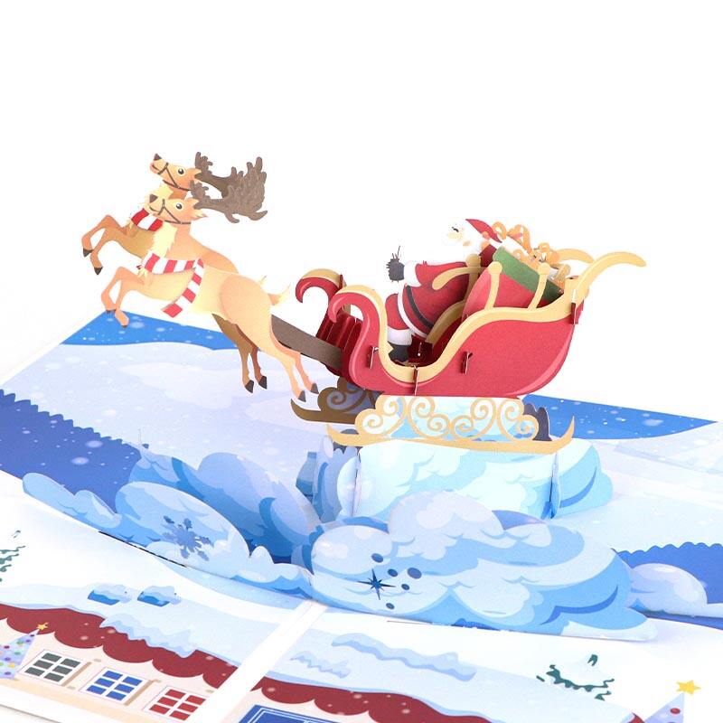 Santa Sleigh And Reindeer Pop-Up Card