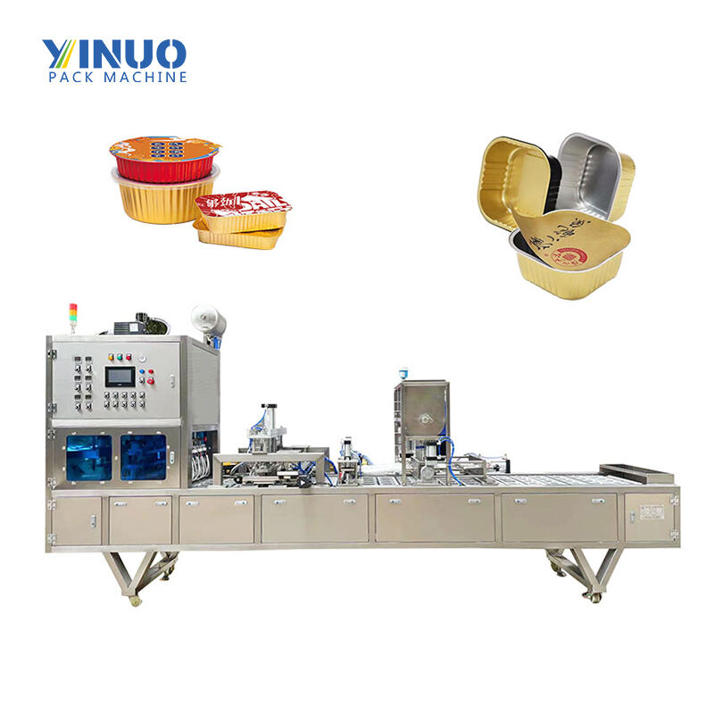 Automatic Linear ODM Aluminum Foil Food Container Filling Sealing Packing Machine