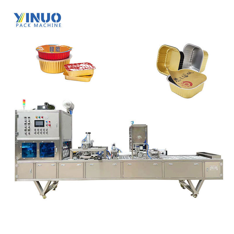 Automiatc Foil Tray Filling And Sealing Food Packaging Supplier For Frozen Food Soup Instant Rice Packing