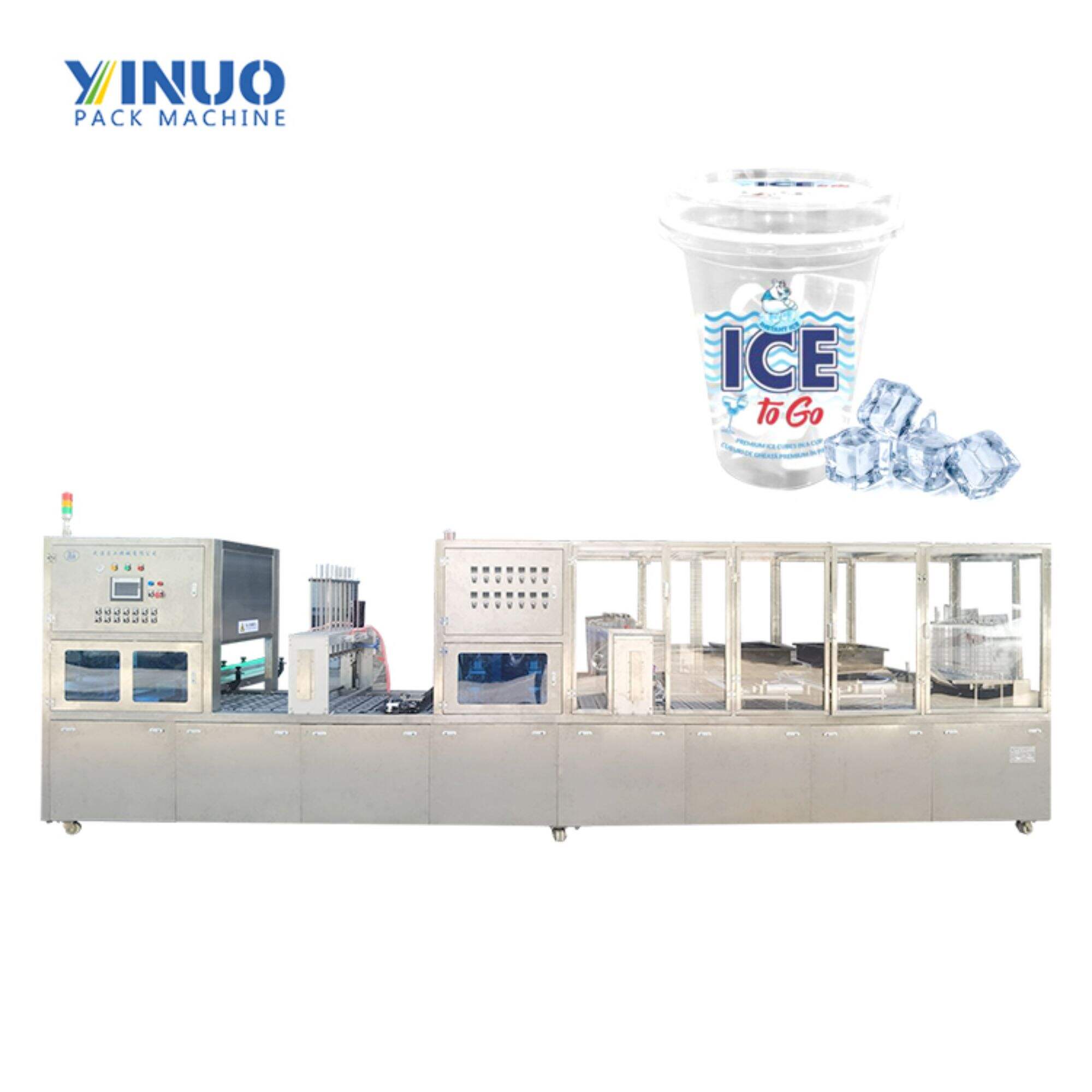 Usine de glace utilise une Machine de conditionnement de scellage de remplissage automatique de gobelets de glace de grande capacité, équipement d'emballage de gobelets de glace instantanés