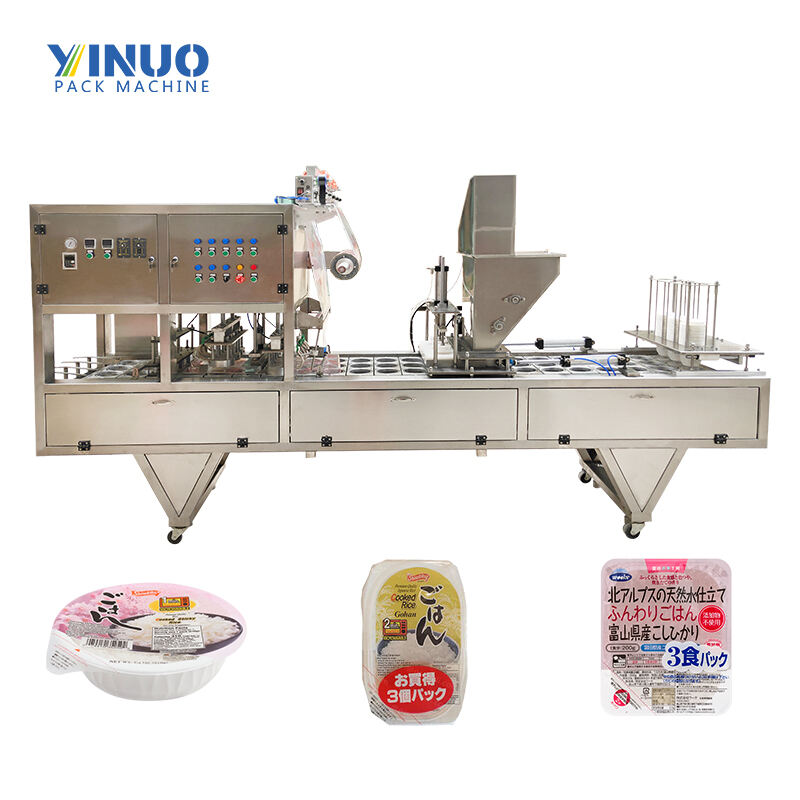 LG-GFC300 Hot Sale Automatic Fast Food Box Meal Tray Filling Sealing Self-Heating Rice Lunch Container Packing Machine