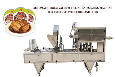 Four lanes vacuum filling and sealingmachine for preserved vegetable sandwich pork