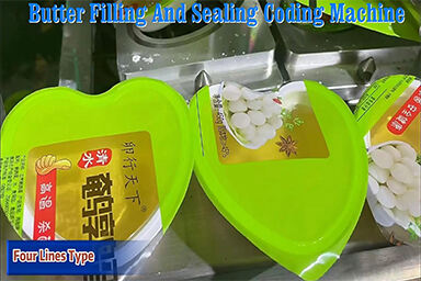Four lanes avocado oil filling and sealing machine for heart shape container