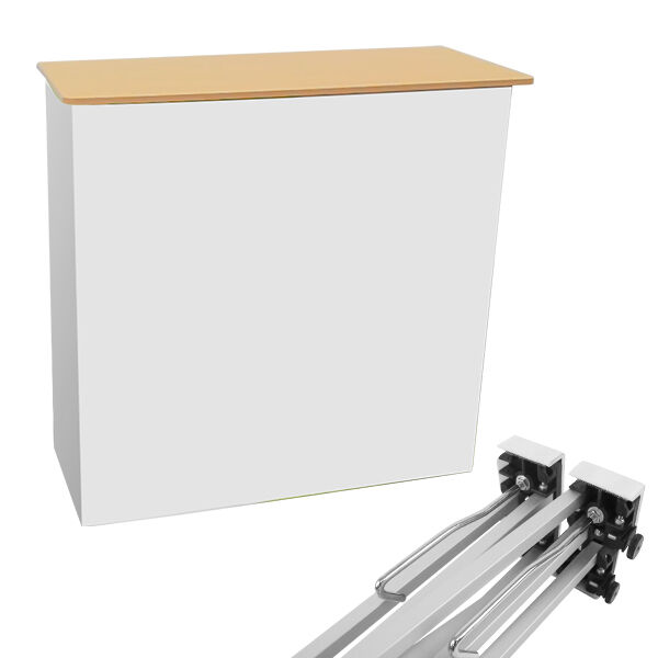 Get noticed with the eye-catching graphics options for the 2x2 pop up counter