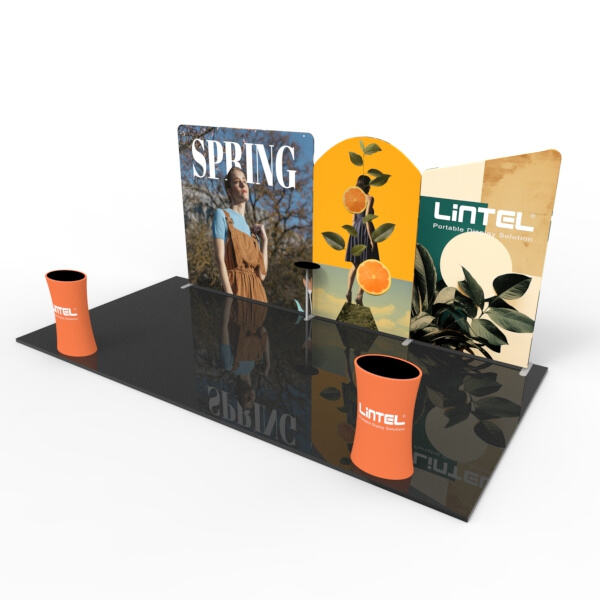 Using color and branding to create a memorable portable booth design.