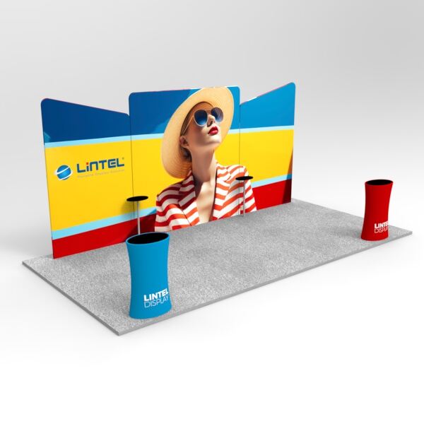 Effortlessly assemble and dismantle a tension fabric booth for easy transport.