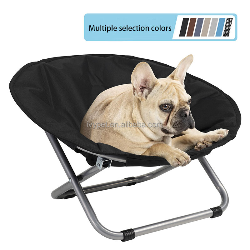 IVYPET Cama portátil redonda elevada para gatos Cama plegable para mascotas Silla impermeable para cachorros Papasan Fabricación de cama de luna para mascotas