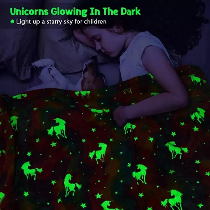 Luminous blanket Glow in The Dark Throw Blanket for Kids, Winthome Luminous Cute Blanket with Star Pattern,Birthday Unique Gift details