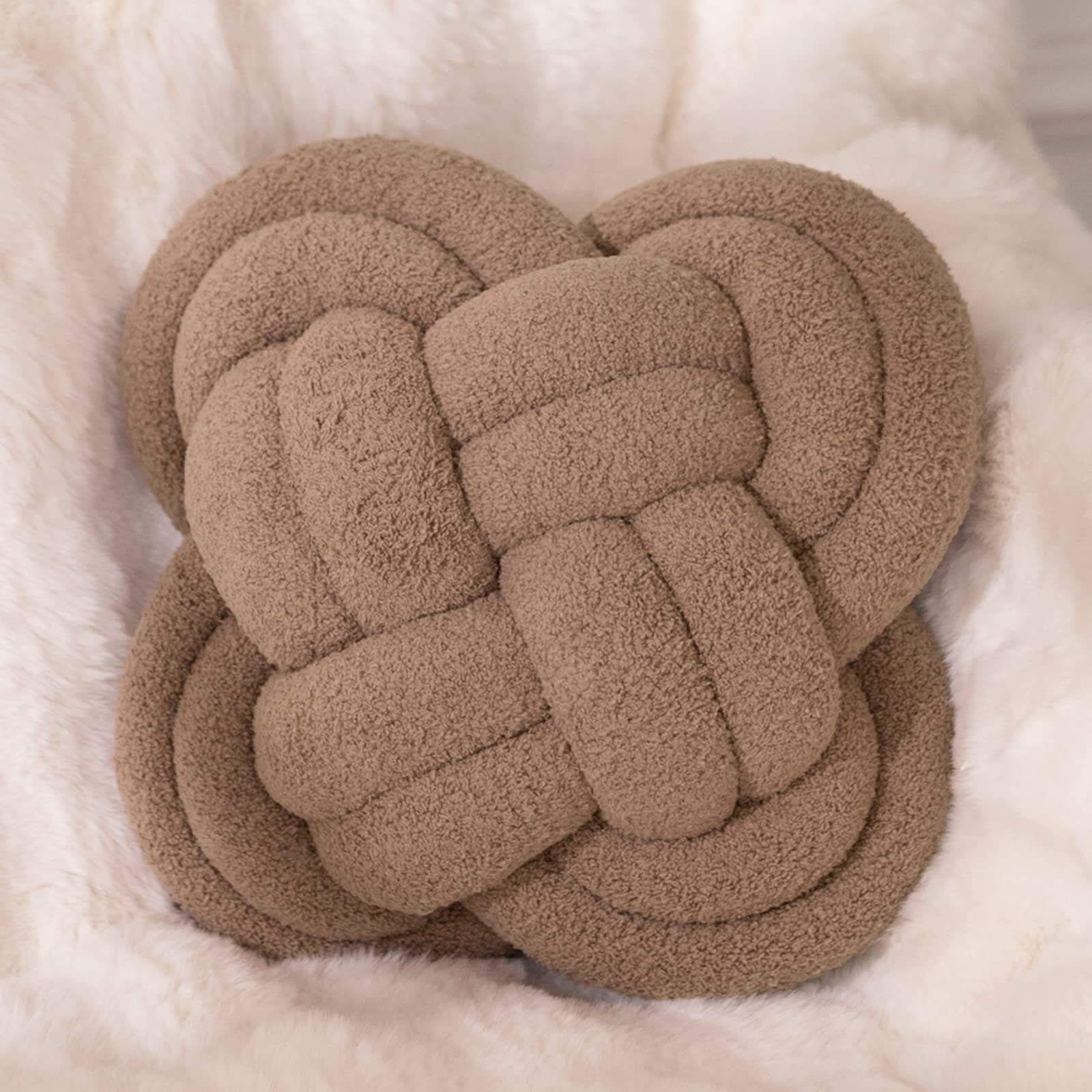 OEM Knot Pillow Square Ball  Decorative Knot Throw Pillows with Soft Lamb Fleece Fabric for Couch Bed  Knotted Home Decor manufacture