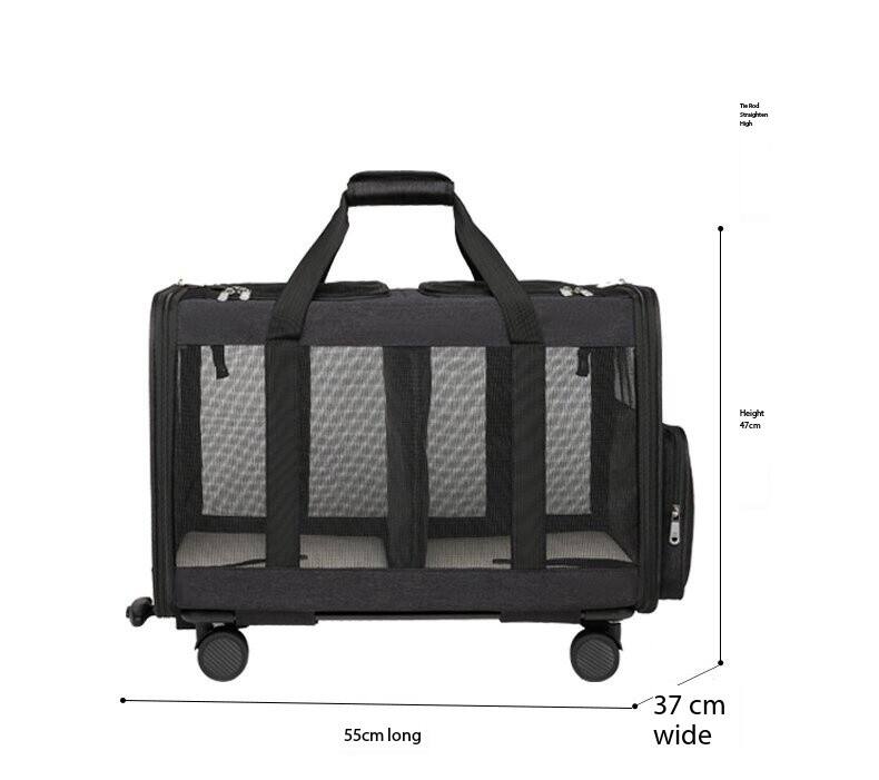 Rolling Pet Trolley Bag Airplane Approved 2 Pets Pet Carrier Bag With Wheels Multifunction Cat Dog Carrier Bag supplier