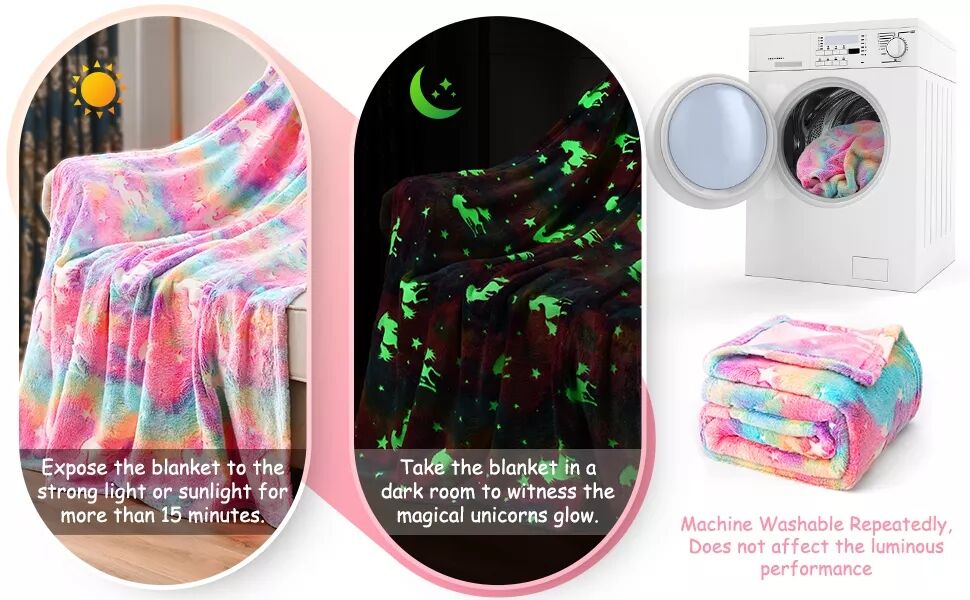 Luminous blanket Glow in The Dark Throw Blanket for Kids, Winthome Luminous Cute Blanket with Star Pattern,Birthday Unique Gift manufacture