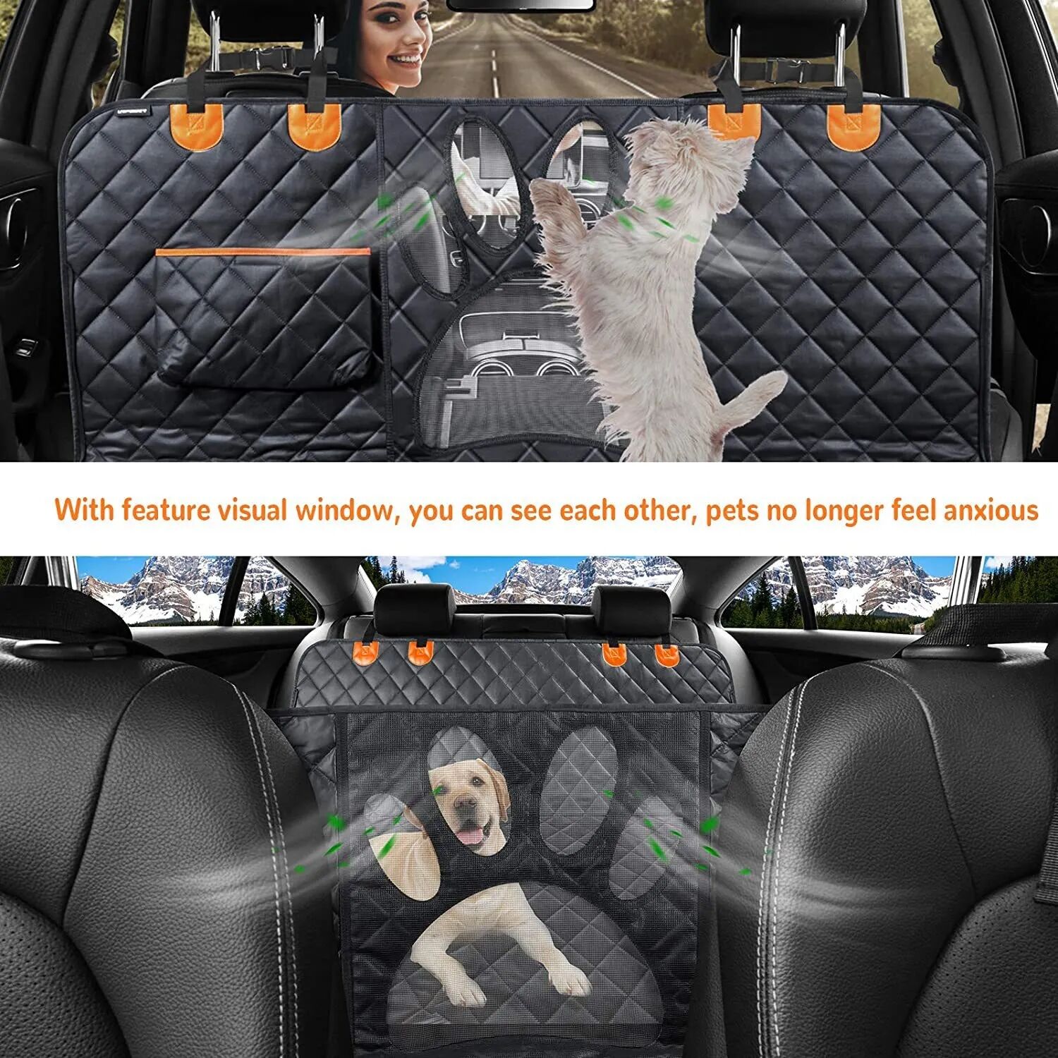 100% Waterproof Car Seat Cover For Dogs Waterproof Dog Car Back Seat Covers Hammock Protector for Cars Trucks and suvs nonslip factory