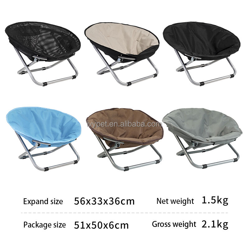 IVYPET Cama portátil redonda elevada para gatos Cama plegable para mascotas Silla impermeable para cachorros Papasan Fabricación de cama de luna para mascotas