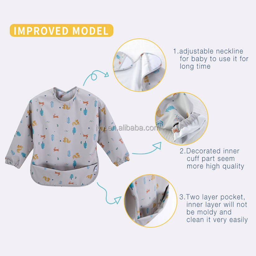 PU Waterproof Baby Long Sleeve Bibs Baby Apron Bib manufacture