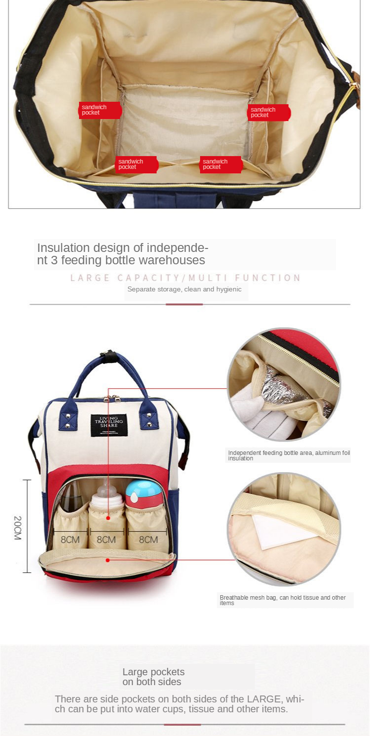 Wholesale Outdoor Waterproof Mommy Backpack Nappy Baby Carrier Diaper Bag for Mom factory