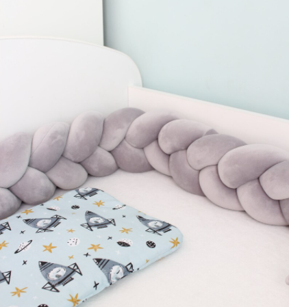 Cushion Soft Knot Pillow Baby Bed Set All Round Braided 3M Pink, Baby Braided Crib Knotted Soft Comfortable Snake Head Guard supplier