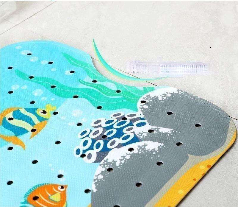 Baby Bath Mat for Tub for Kids 40 X 16 Inch Non Slip Cartoon Bath Tub Shower Mat Anti Slip with Drain Holes and Suction Cups details