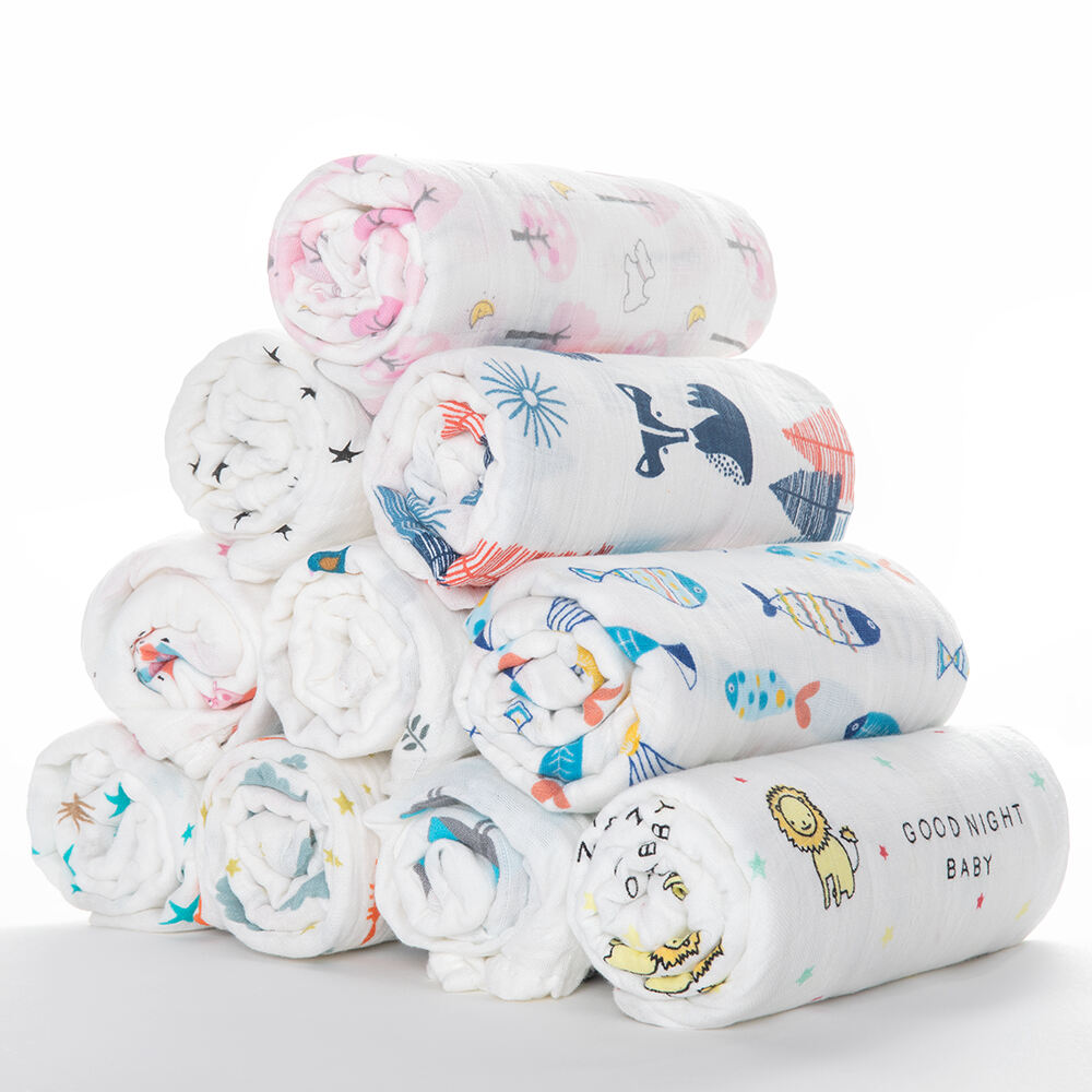 Custom Print Bamboo Cotton Swaddle Blanket Baby Muslin manufacture