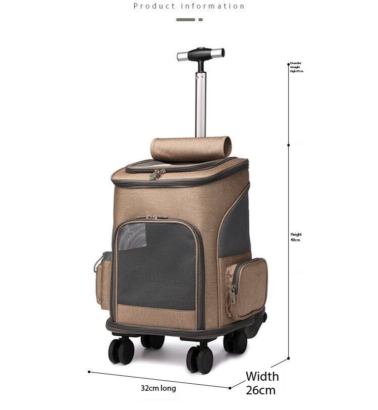 Foldable Small Dog And Cat Trolley Bag Pet Carriers Backpack With Wheels For Travel details